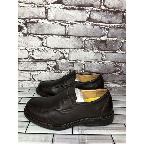 Gravity Defyer Ludvig Brown Leather Slip On Loafers Shoes Men’s Sz 8M US/41EU - Picture 1 of 15
